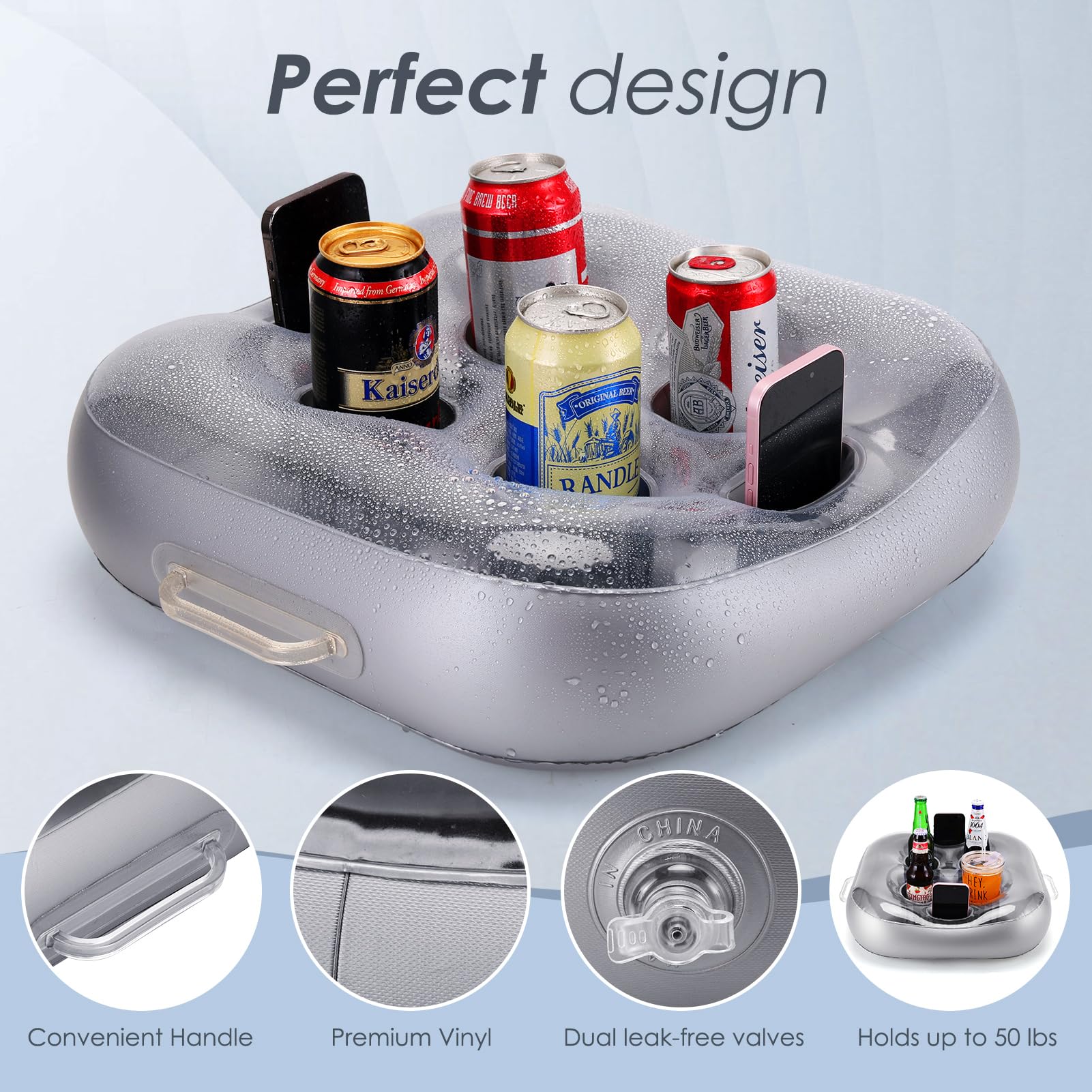 amusediy pool drink float with six holes keeps drinks and ice within reach