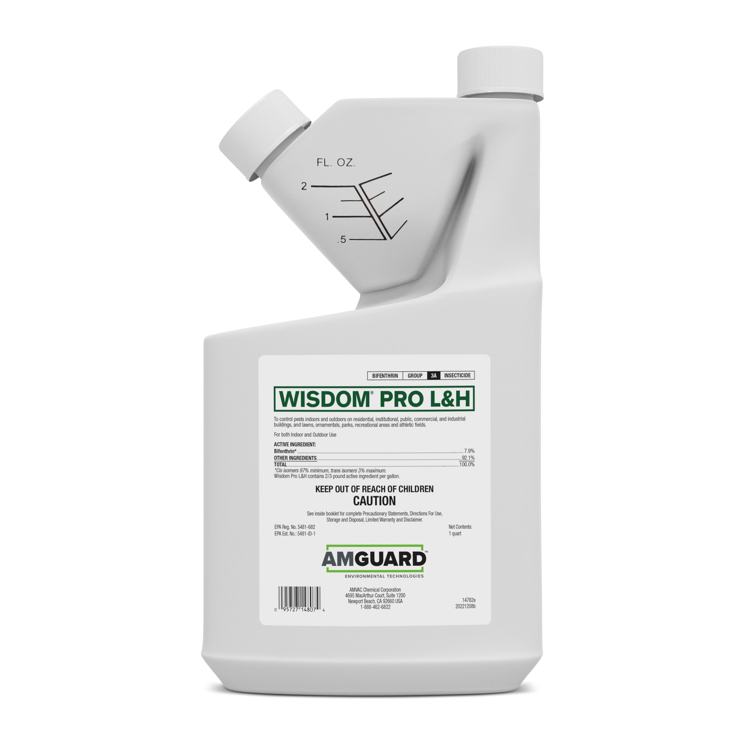 Amvac Wisdom Pro L&H quart container front view for easy identification.