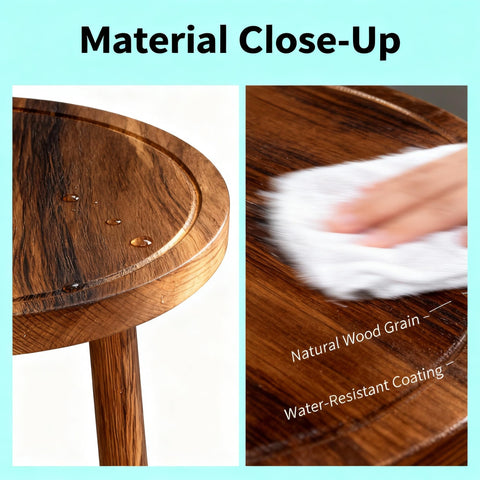 AMVAQKER carbonized wood finish resists moisture during plant care.