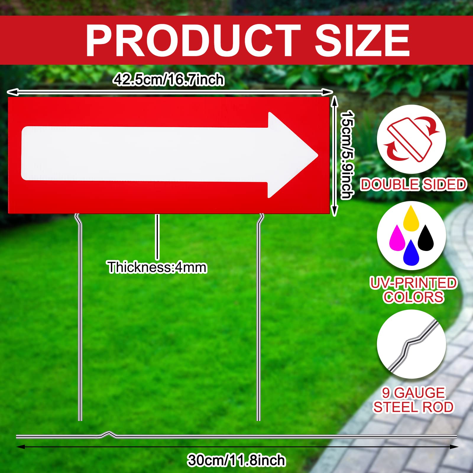 Amyhill double-sided arrow yard sign, side-by-side visibility for versatile outdoor guidance.
