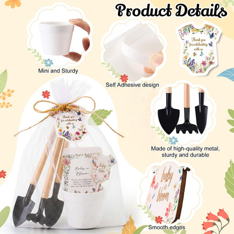 Amyhill Baby in Bloom garden tool set offers a practical, reusable guest favor.
