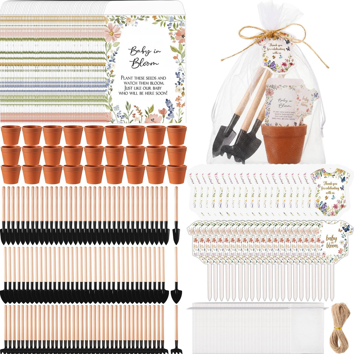 Amyhill Baby in Bloom seed packets for easy planting at baby showers