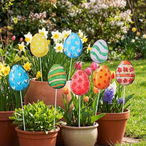 Amyhill Easter Egg Planter Stake garden ornament brightens borders and pots.