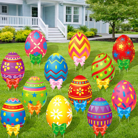 Amyhill Easter eggs yard signs set of 12 adds festive charm to your garden.
