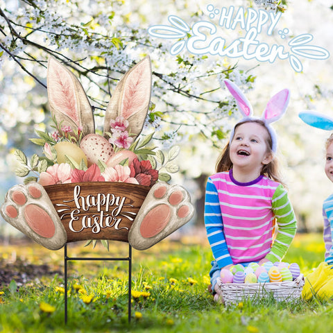 Amyhill easter garden stake easy to install in soil.