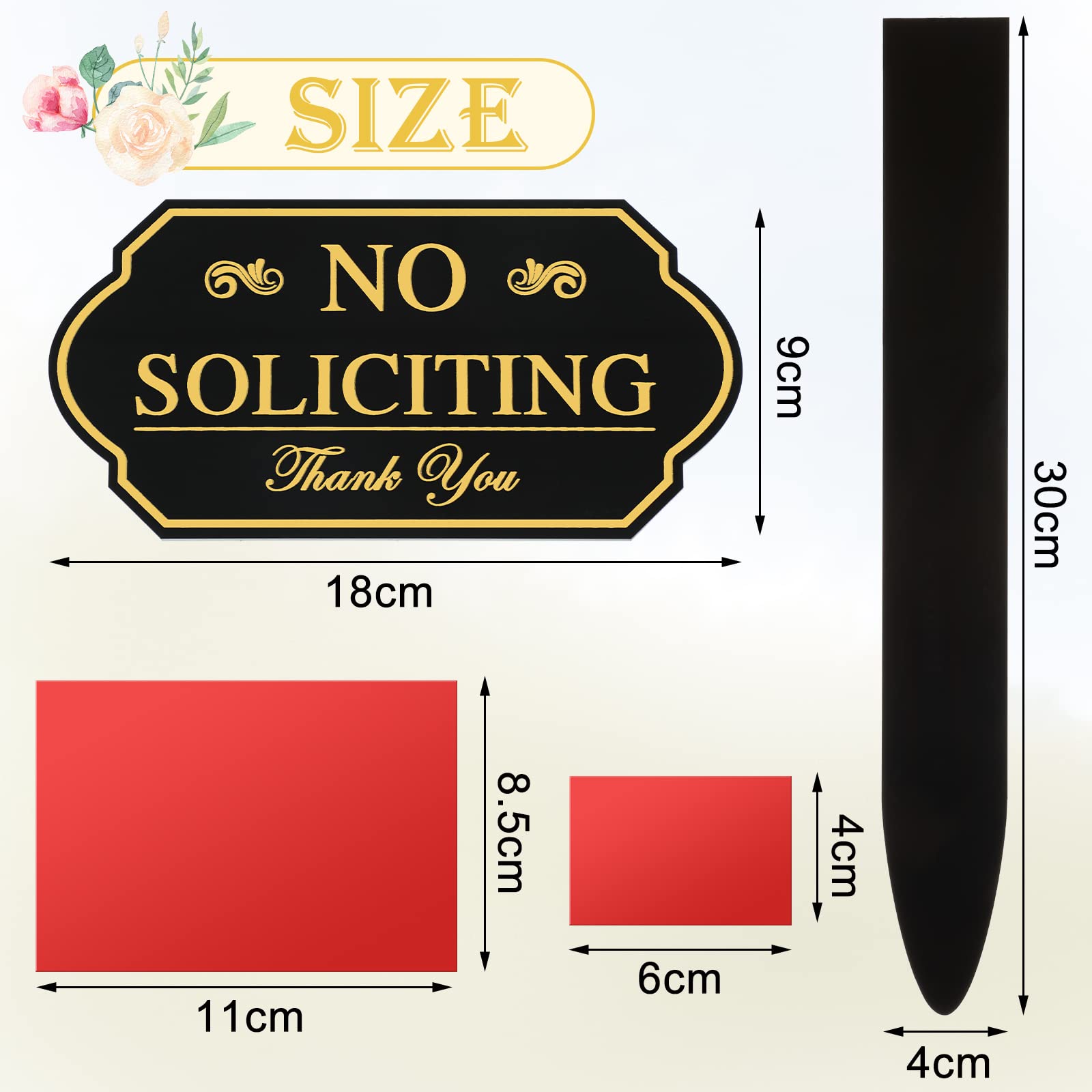 Amyhill no soliciting sign with stake on garden path for visibility and deterrence.