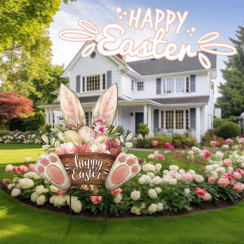 Amyhill outdoor Easter decor adds color to lawns and welcomes guests.