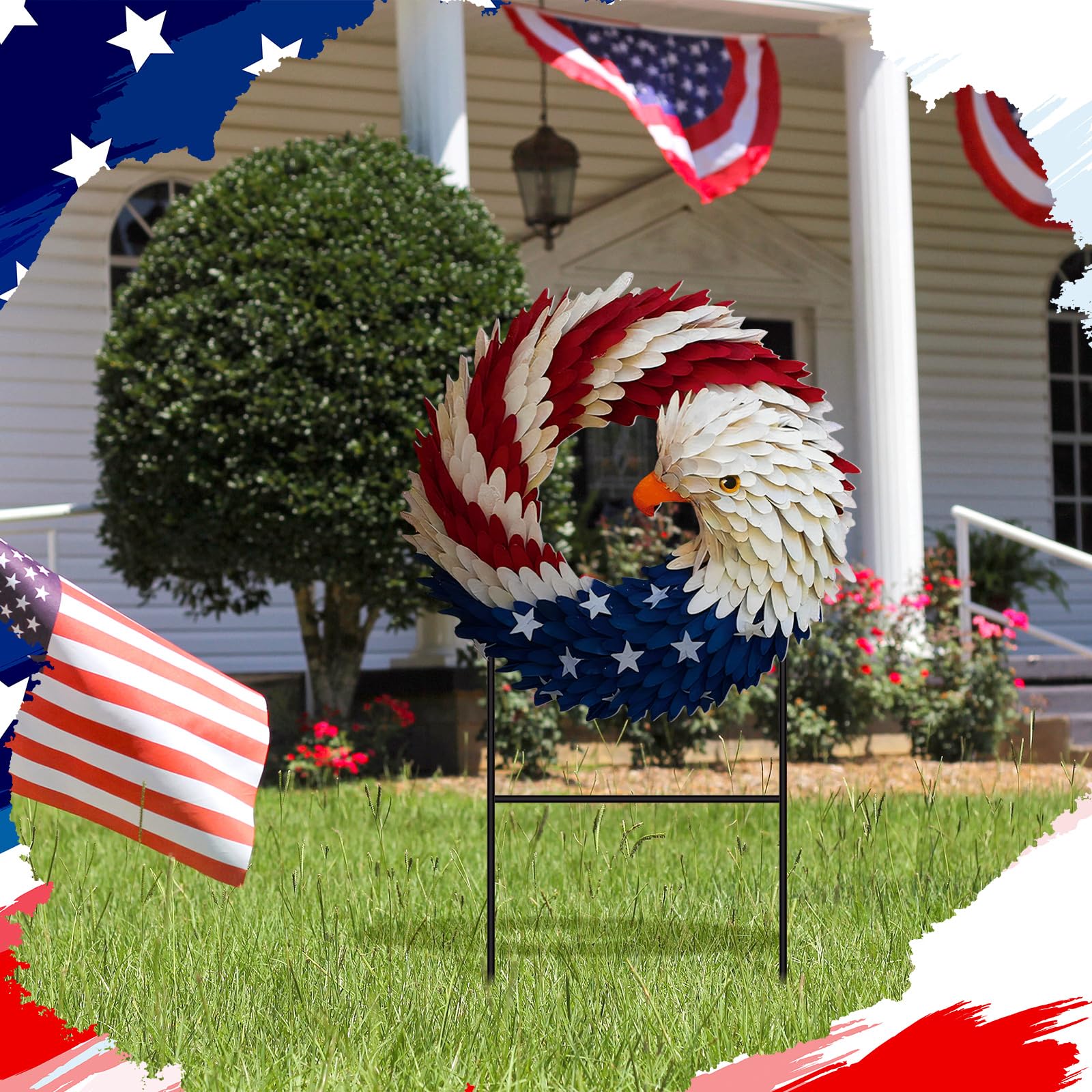 Amyhill patriotic eagle design garden stake adds festive yard charm