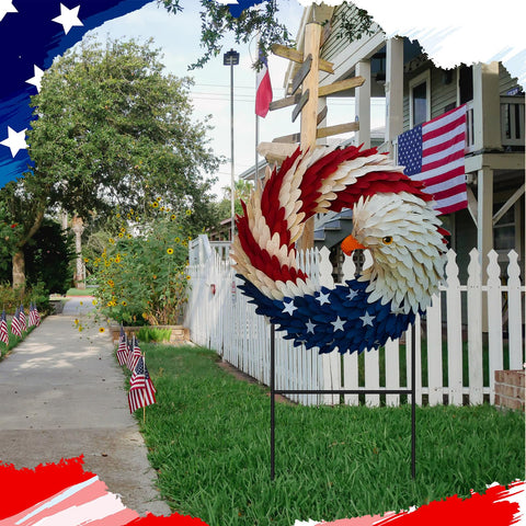 Amyhill red white blue motif garden decor complements Independence Day celebrations