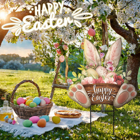 Amyhill Easter yard sign makes a thoughtful gift for gardeners.