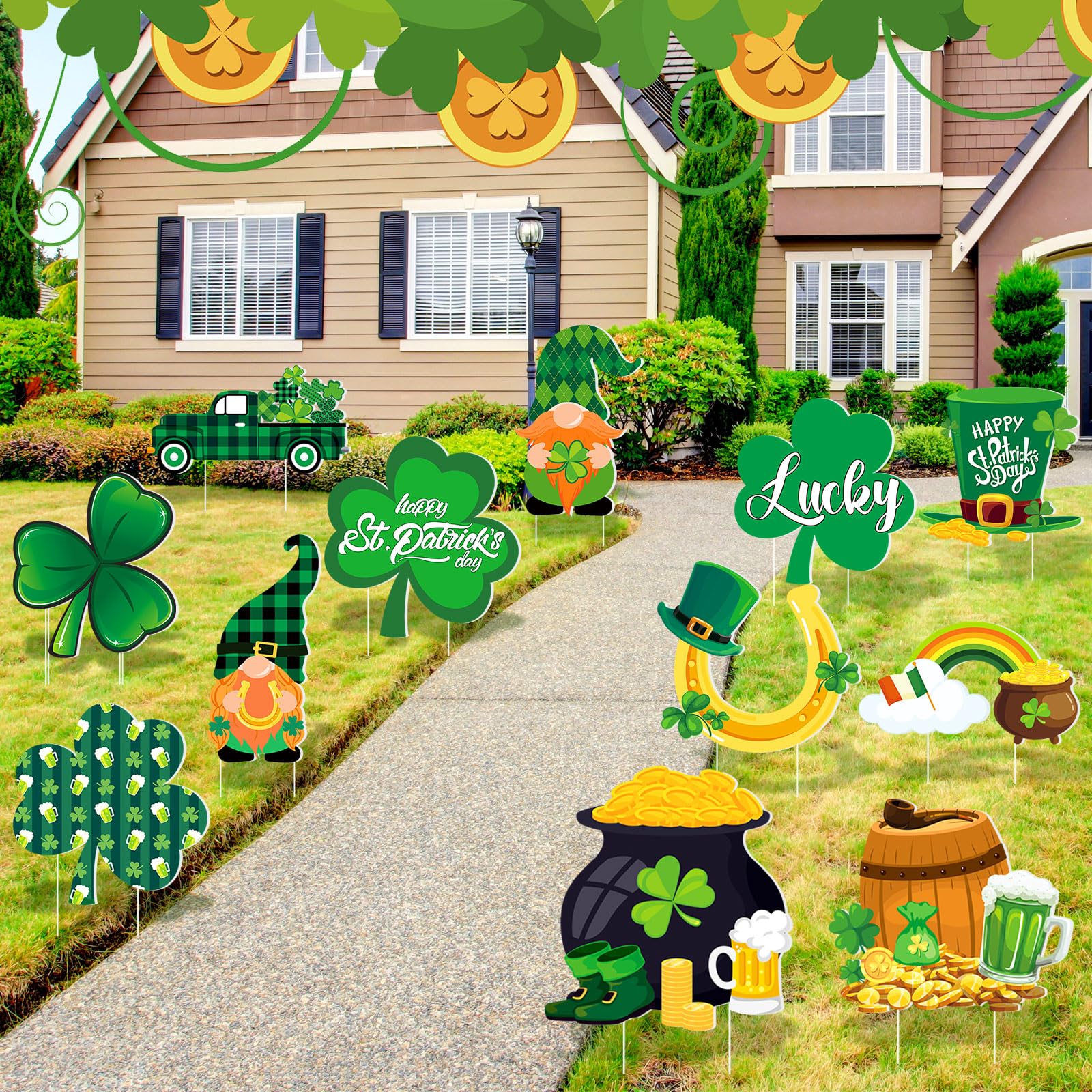 Amyhill car motif yard sign adds whimsy to driveways and lawns.