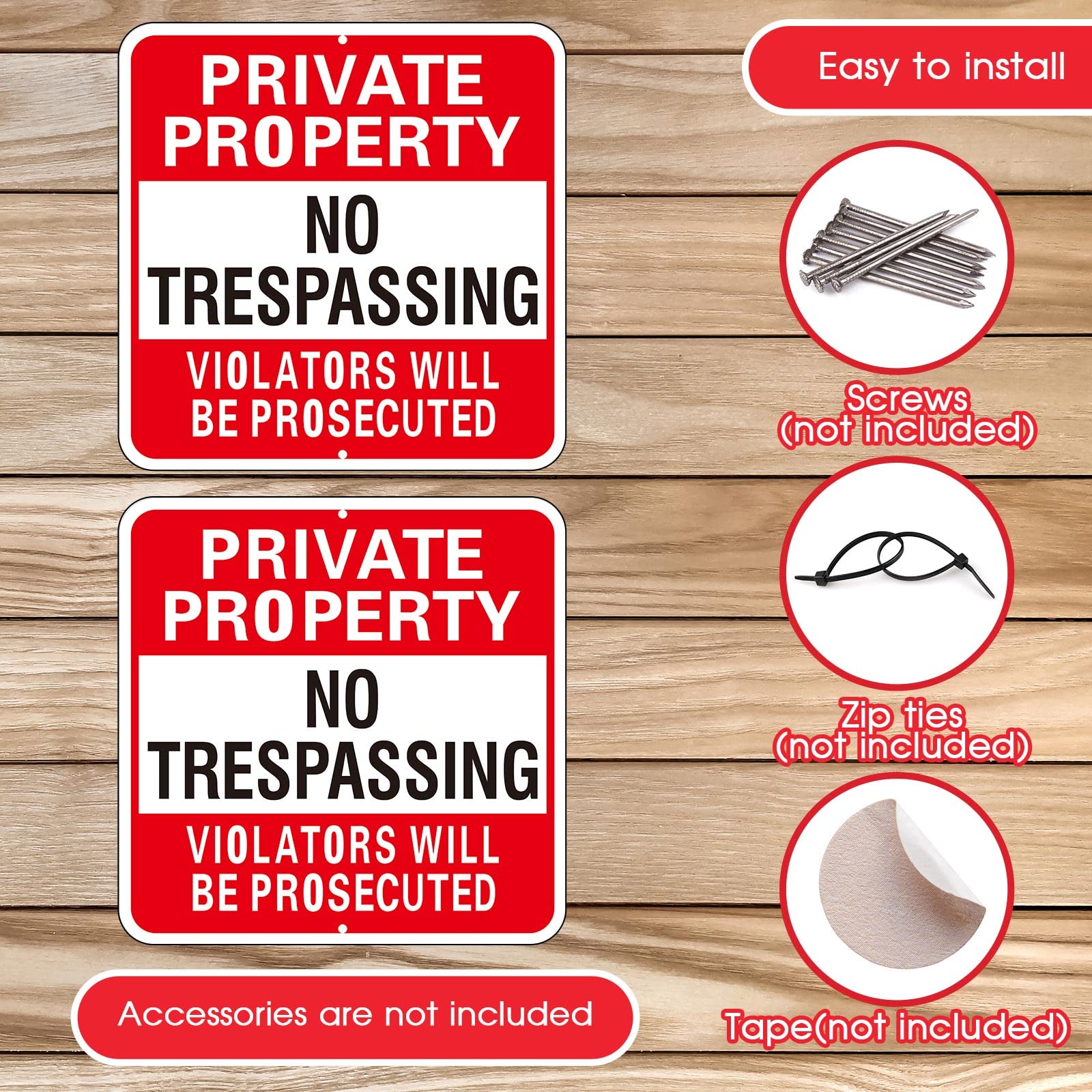 Amylove 12x12 inch sign with large lettering; clear property warning from afar.