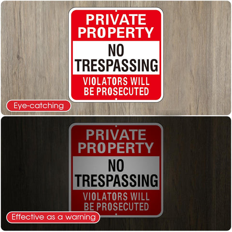 Amylove eight-pack no trespassing signs for multiple outdoor locations.