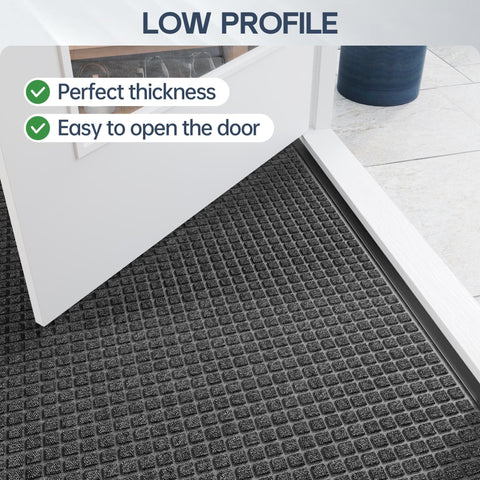 Amyracel door mat traps dirt and moisture with patterned grooves for cleaner floors.