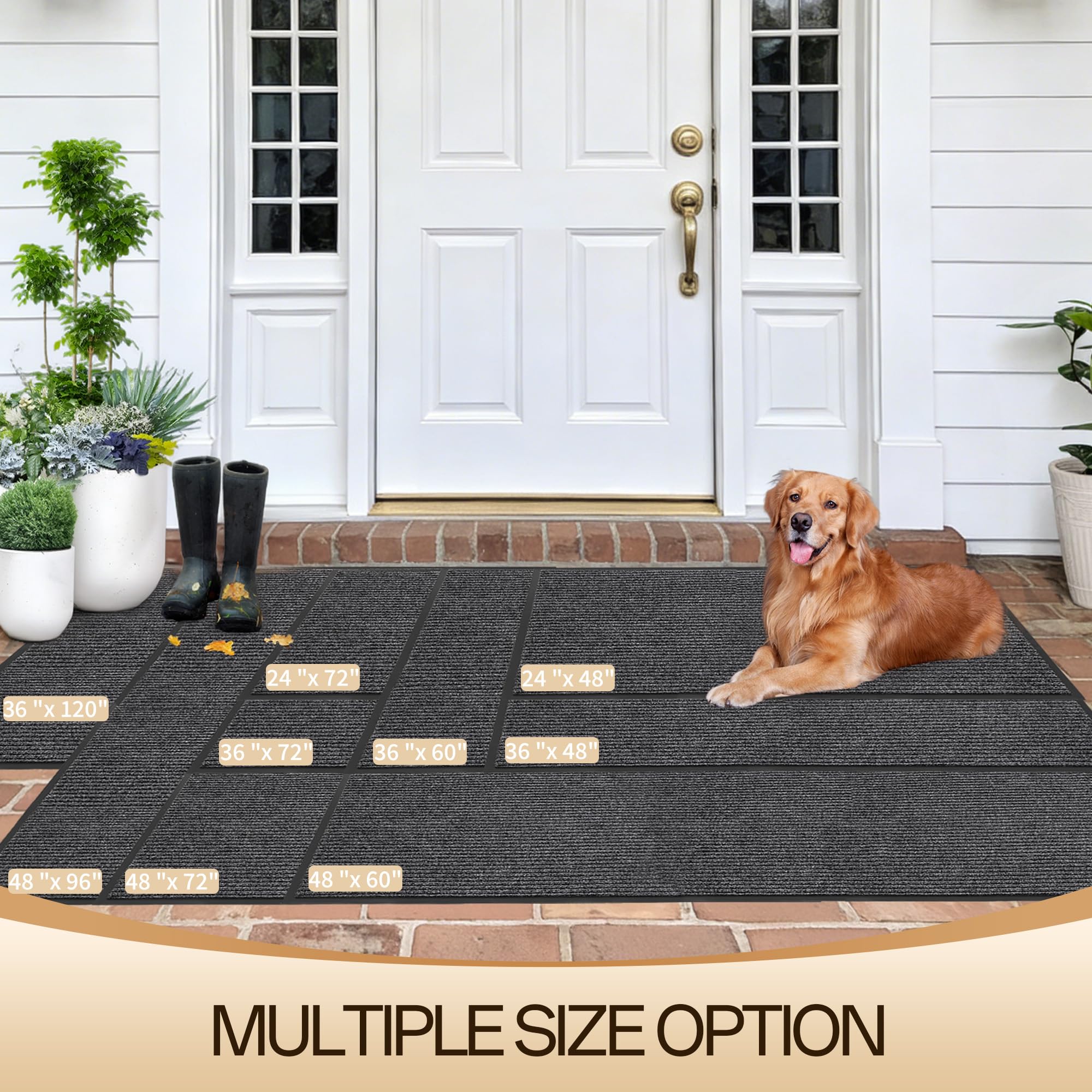Amyracel entryway mat texture with deep grooves traps mud during wet weather.