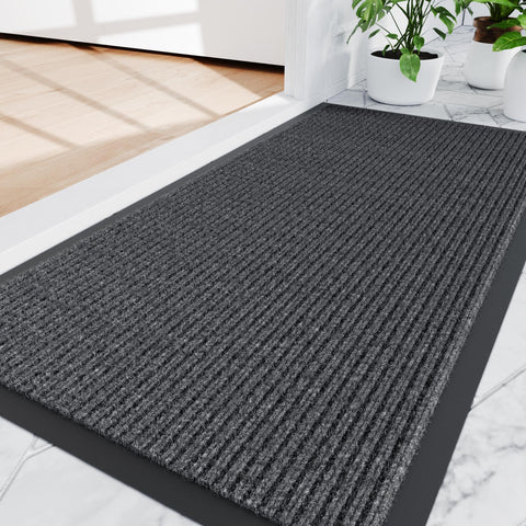 Amyracel front door mat 36x60 top view captures dirt and moisture to keep floors clean.
