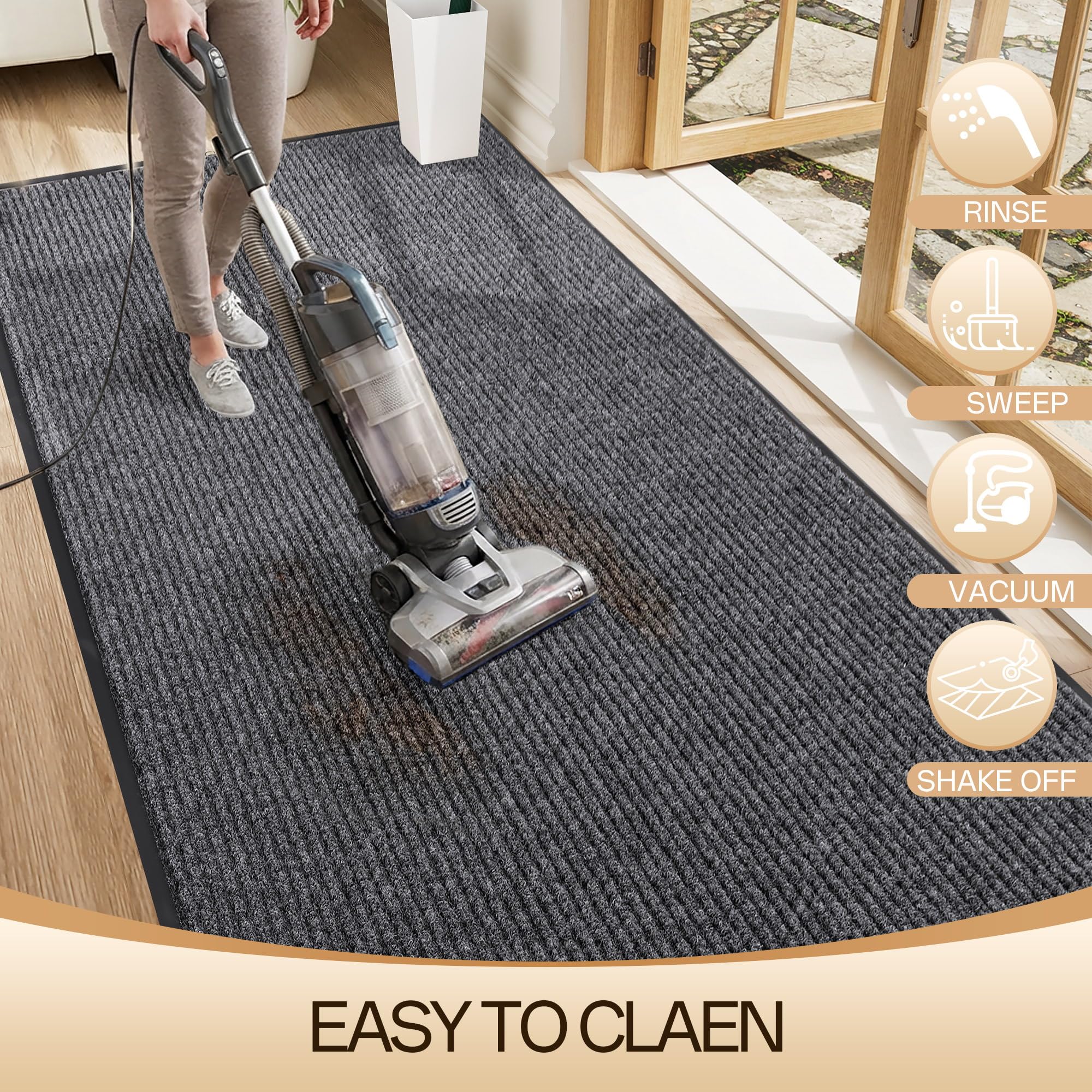 Amyracel rubber-back non-slip mat stays securely in place.