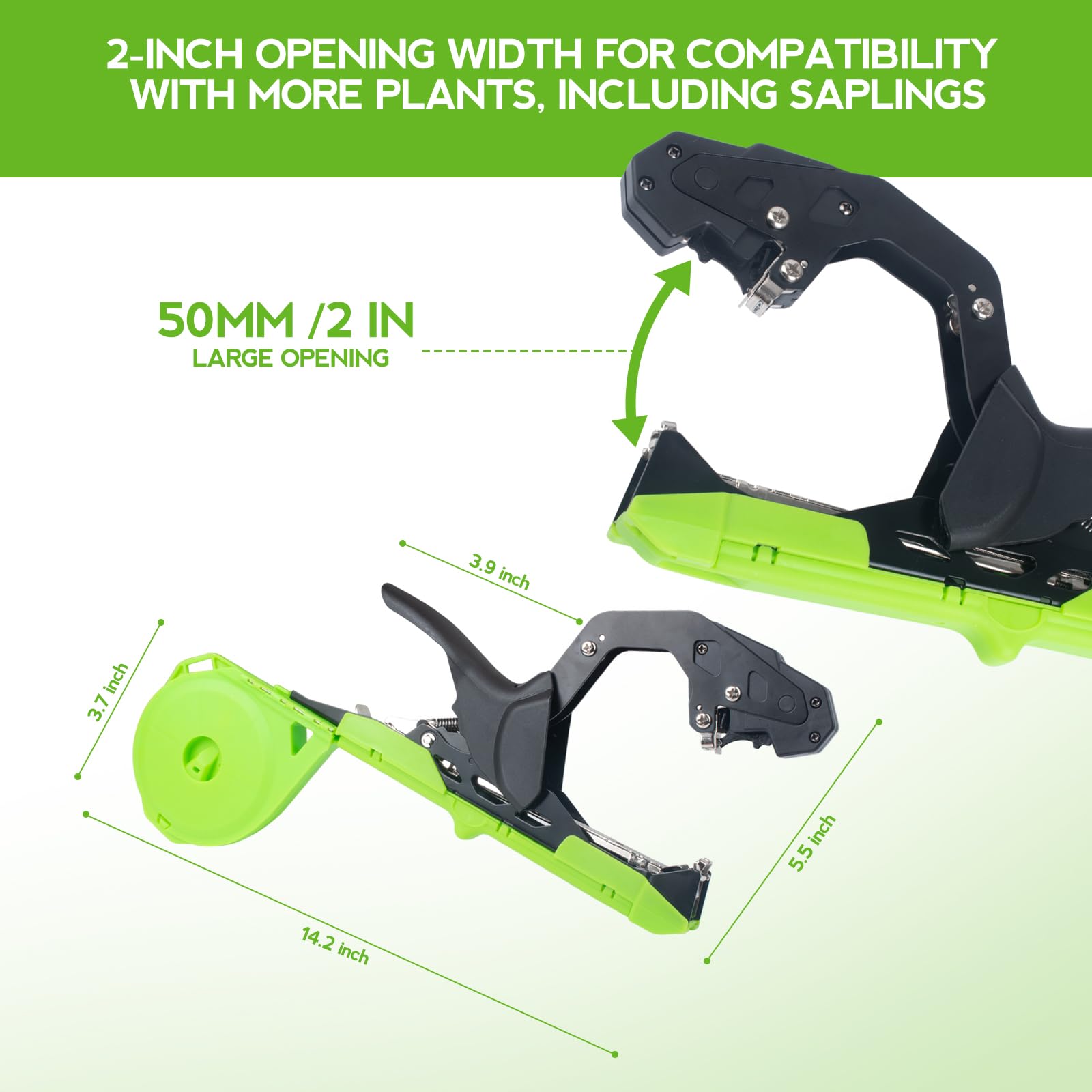 AMZCOM Handheld tapener demonstrates easy operation during garden tying tasks.