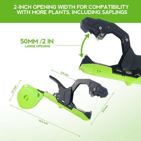AMZCOM Handheld tapener demonstrates easy operation during garden tying tasks.