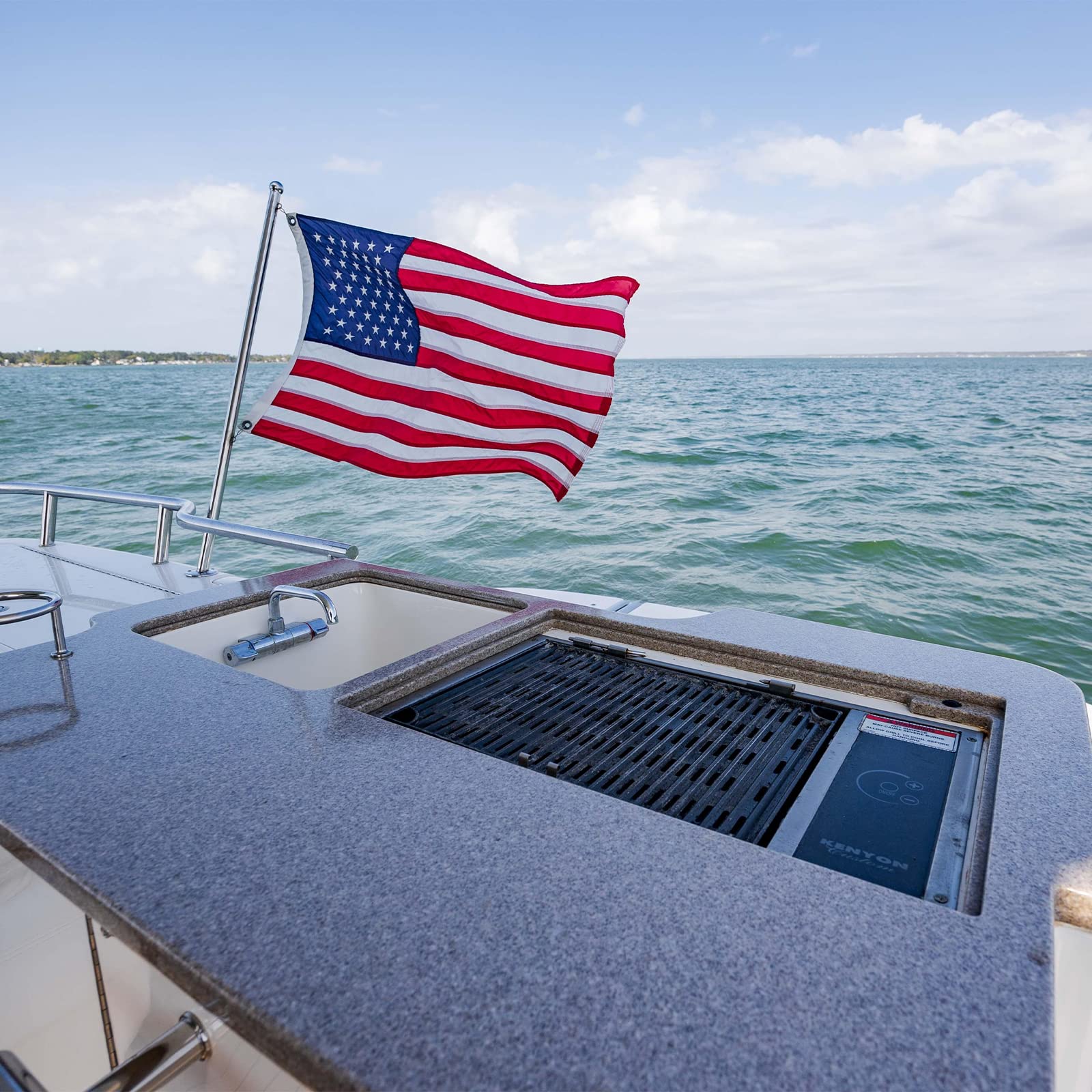 AMZFLAG embroidered flag with reinforced stitching resists harsh weather.