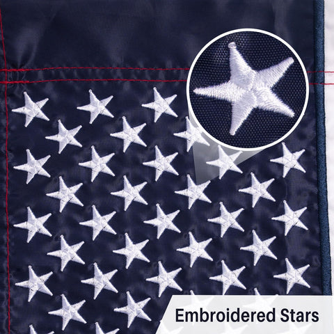 AMZFLAG double-sided embroidery flag shows stars from both sides