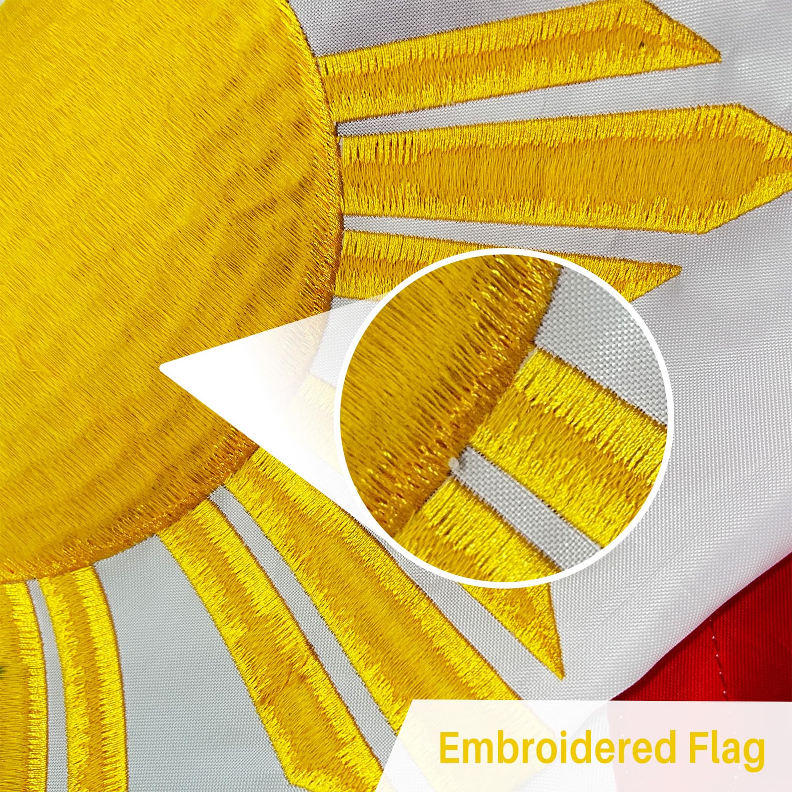 AMZFLAG double-sided Philippines flag 210D nylon, vibrant color from front to back.