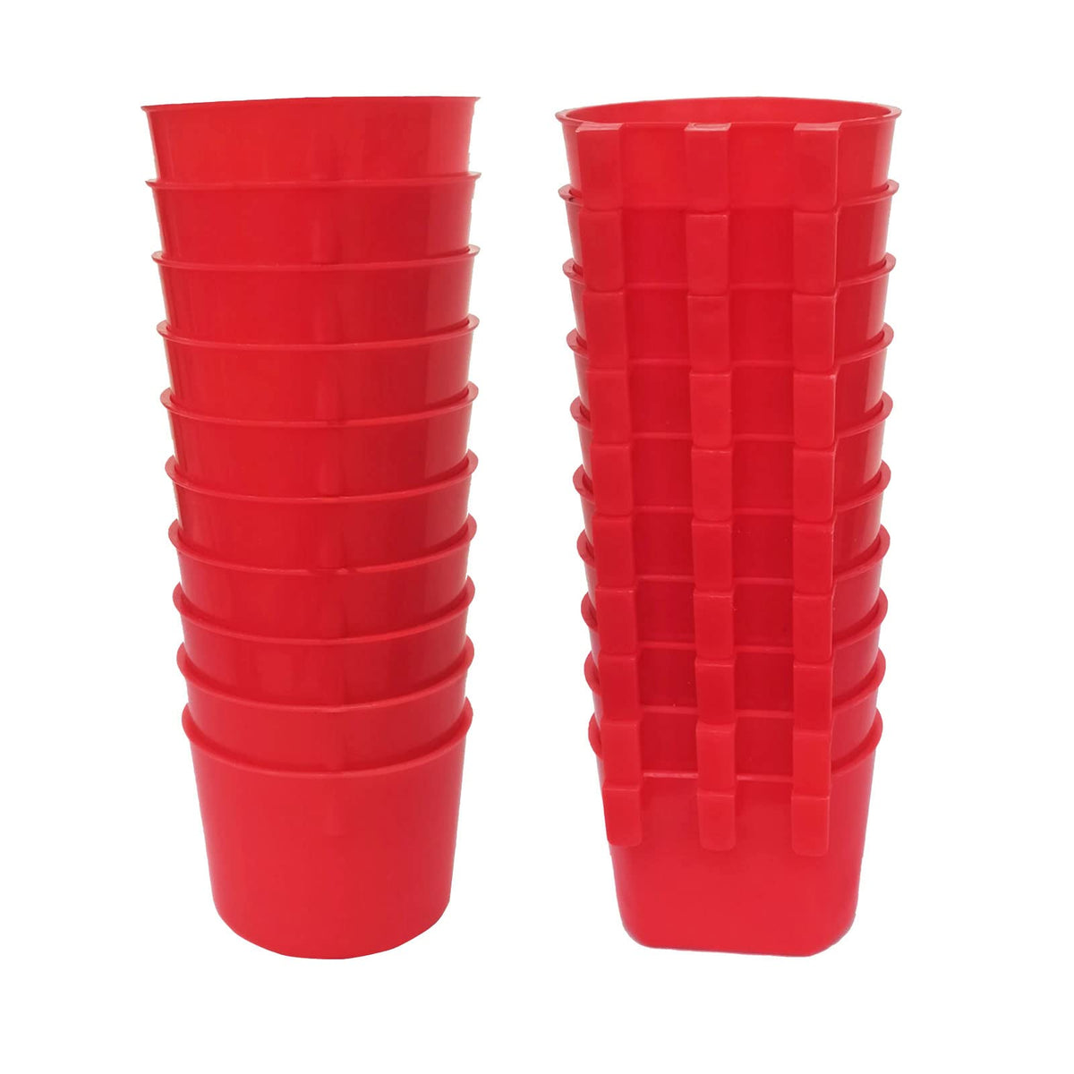 AMZSYLV 20-pack cage cups mounted on a wire cage for easy feeding.