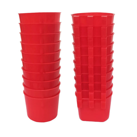 AMZSYLV 20-pack cage cups mounted on a wire cage for easy feeding.