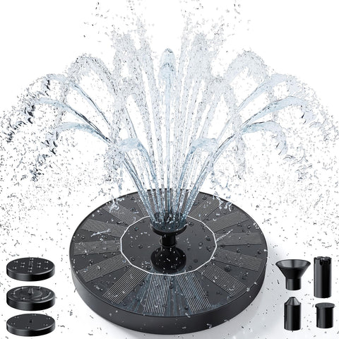 AMZtime 1.4W solar bird bath fountain, top view, for a lively yard focal point.