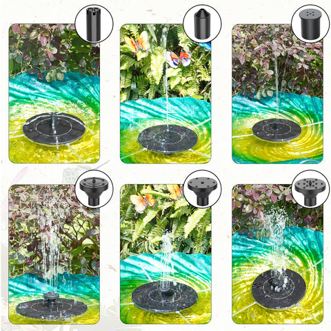 AMZtime solar fountain water-spray reaching up to 20 inches under bright sun.