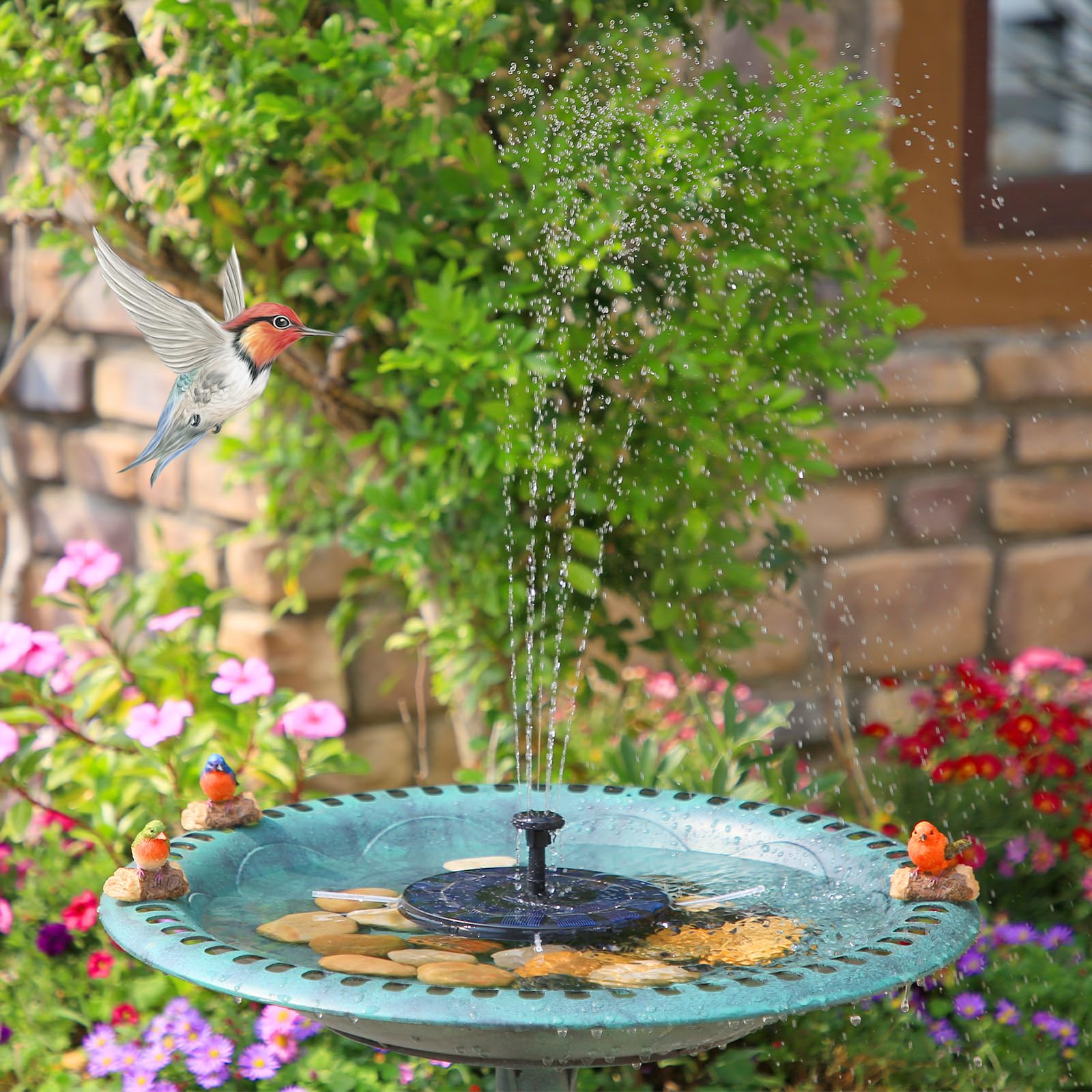 AMZtime eco-friendly solar fountain reduces energy use outdoors