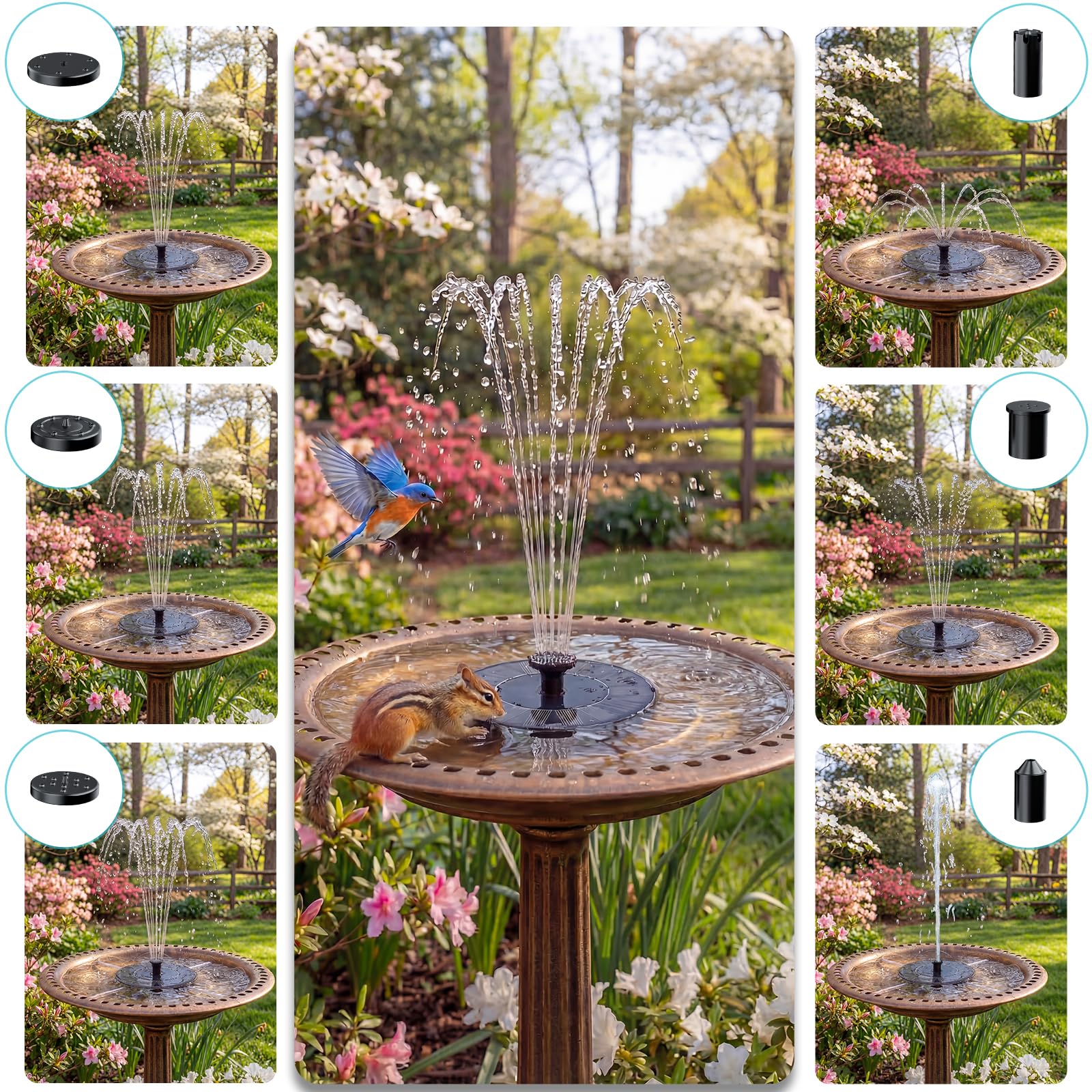AMZtime garden fountain display adds dynamic water feature.