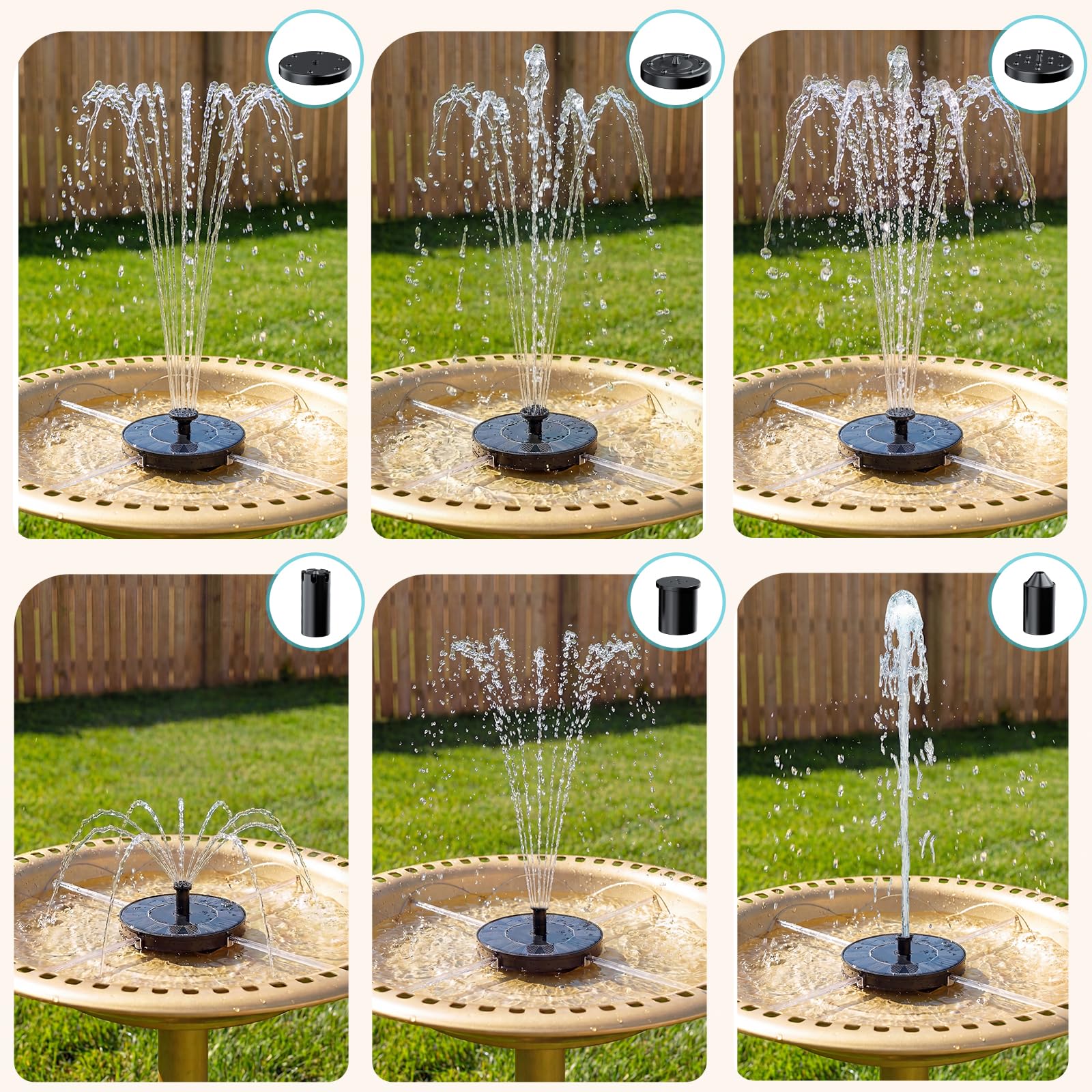 AMZtime solar fountain fixed brackets keep spray centered and tidy