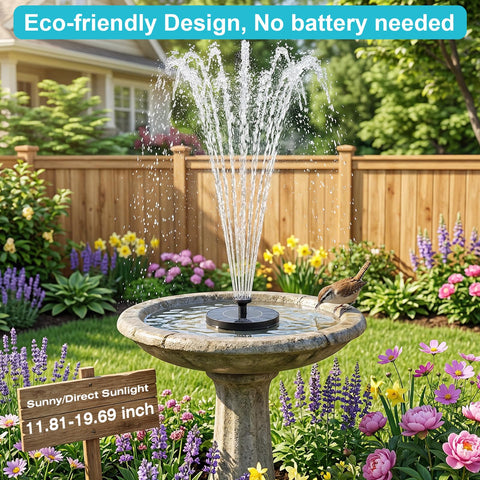 AMZtime solar fountain standing in a pond boosts water movement