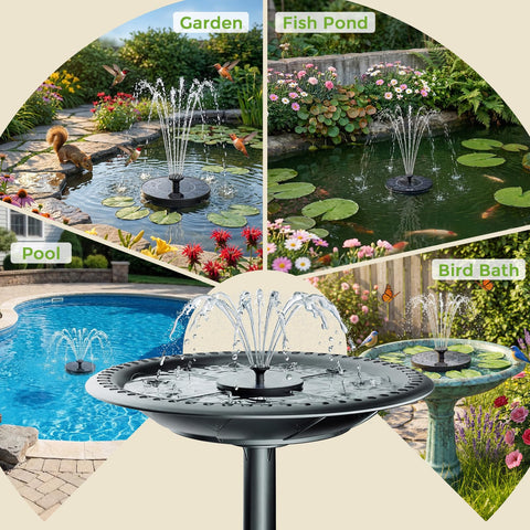 AMZtime solar fountain starts quickly in direct sun for easy setup
