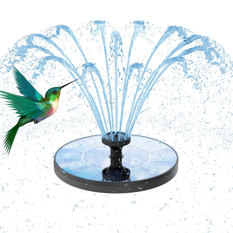 AMZtime solar water fountain with 6 nozzles for versatile bird bath sprays