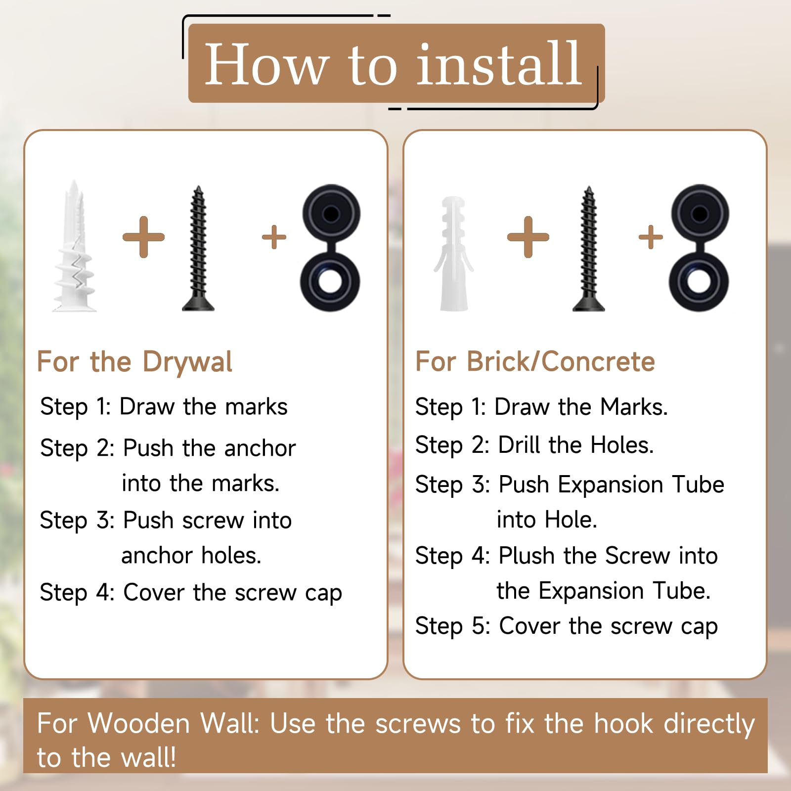 AnDock ceiling hook hardware kit simplifies secure mounting on walls or ceilings.