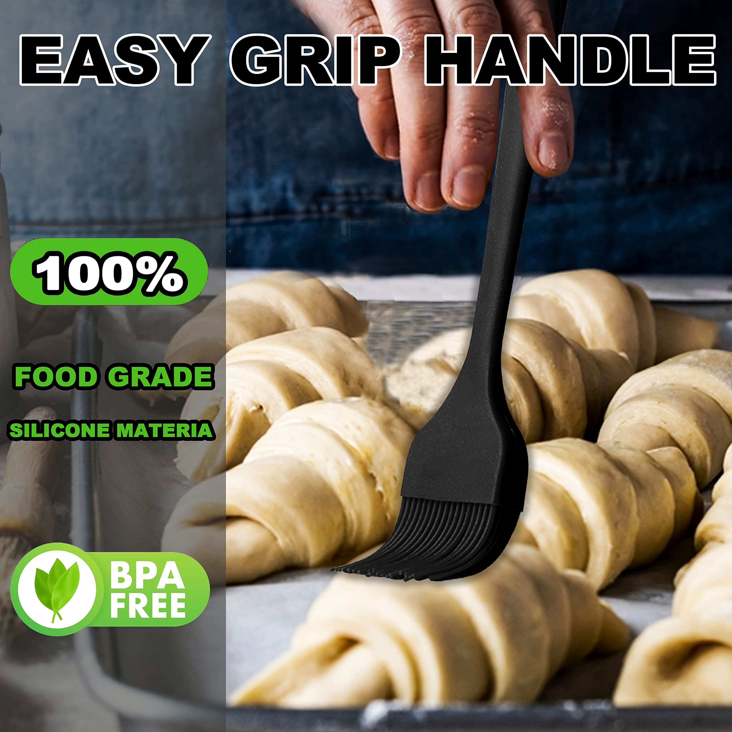 Anaeat BPA-free silicone brush, food-grade material assuring safe contact with food.