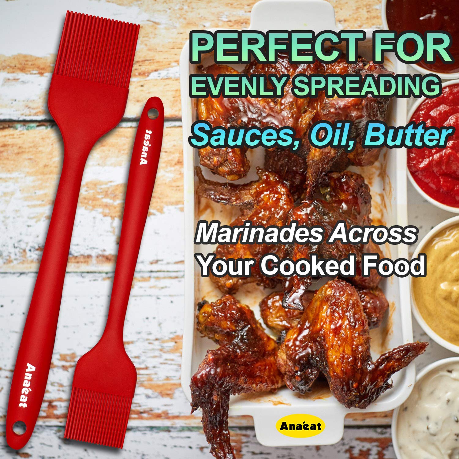 Anaeat dishwasher-safe basting brush for quick cleanup.