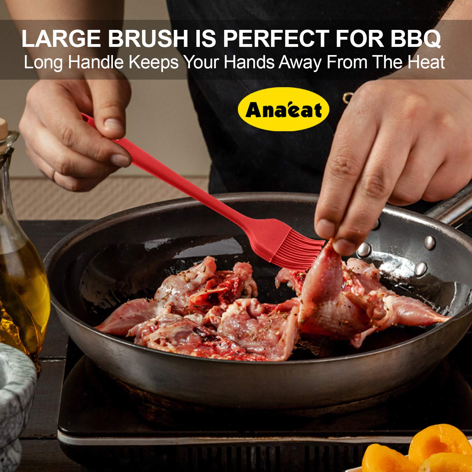 Anaeat food-grade silicone bristles prevent shedding and keep food safe.