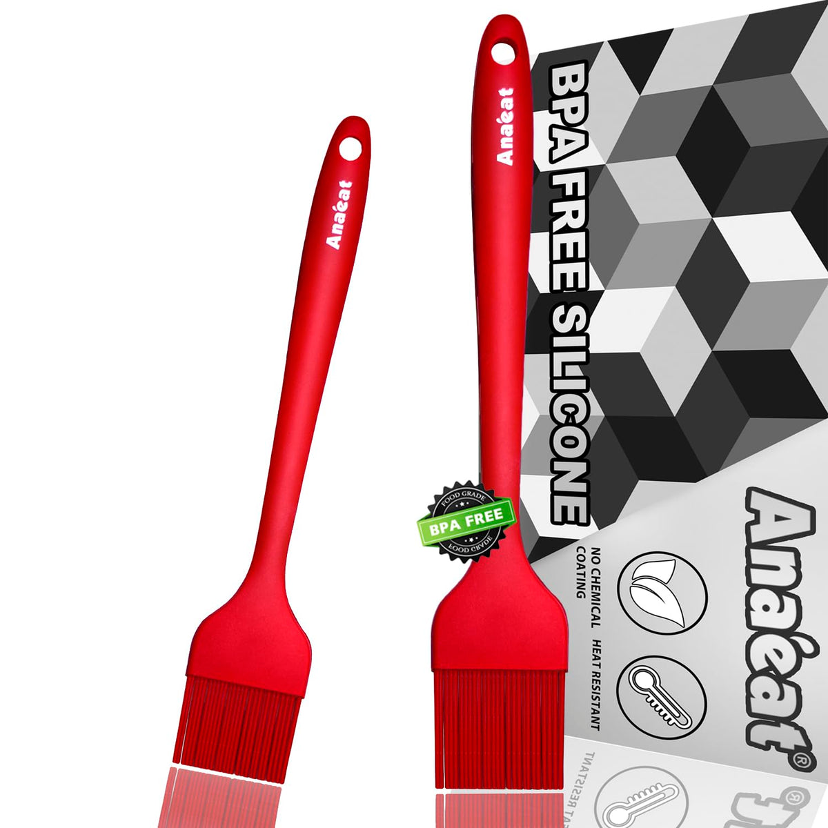 Anaeat high heat silicone basting brush set of 2 for grilling and baking.