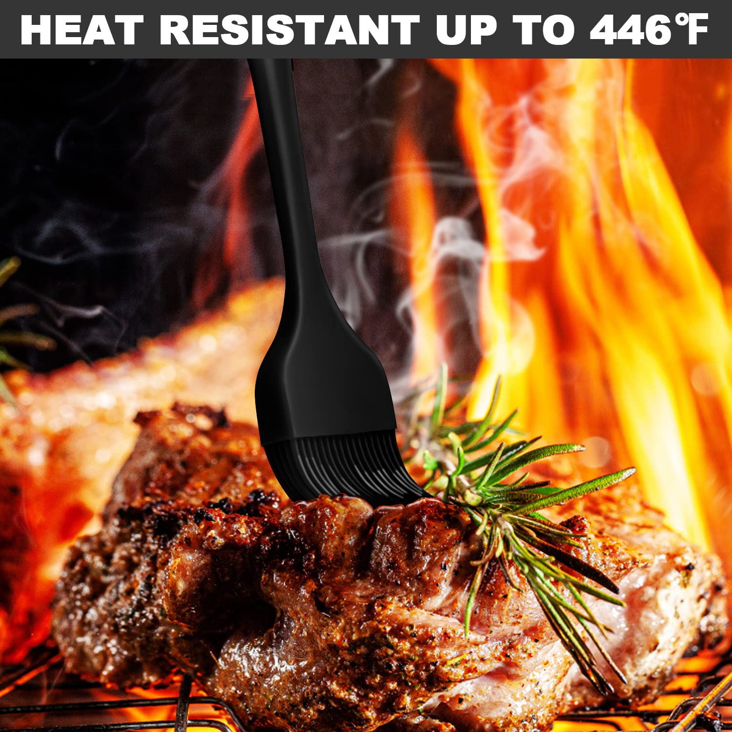 Anaeat silicone basting brush head close-up, soft yet sturdy bristles for precise basting.