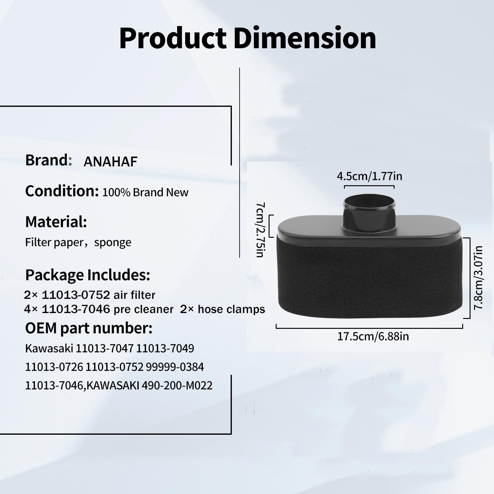 ANAHAF pre-cleaner 11013-7046 included in the kit
