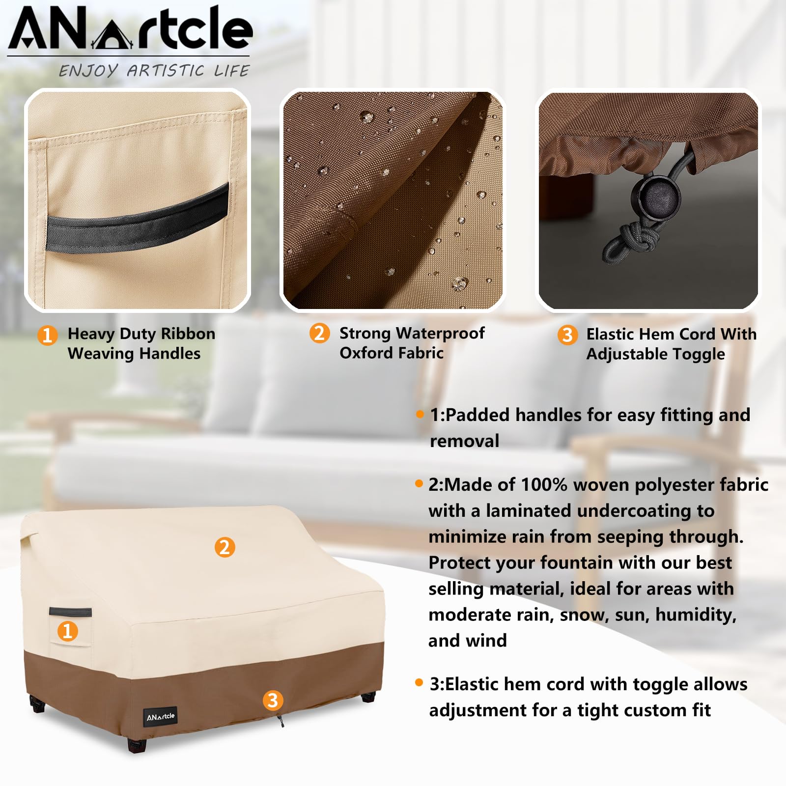 ANartcle patio furniture cover sized 58W x 33D x 31H