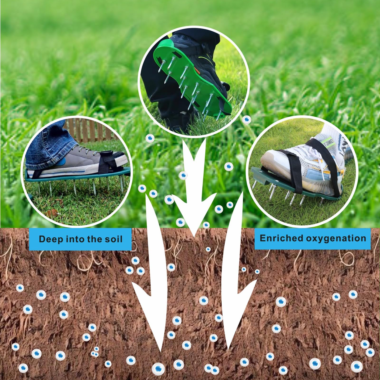 Anazous lawn aerator shoes economical solution for yards and golf courses.