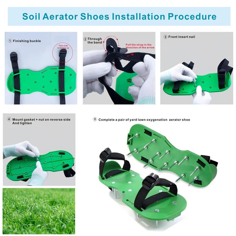 Anazous lawn aerator shoes green lawn boost as spikes improve soil breathing.