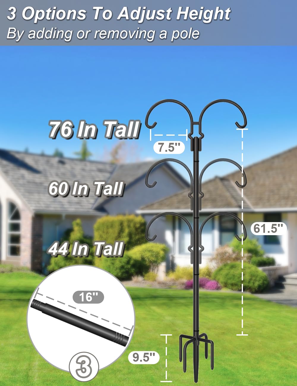 AnBaiMei 76-inch height with extensions for flexible garden setup