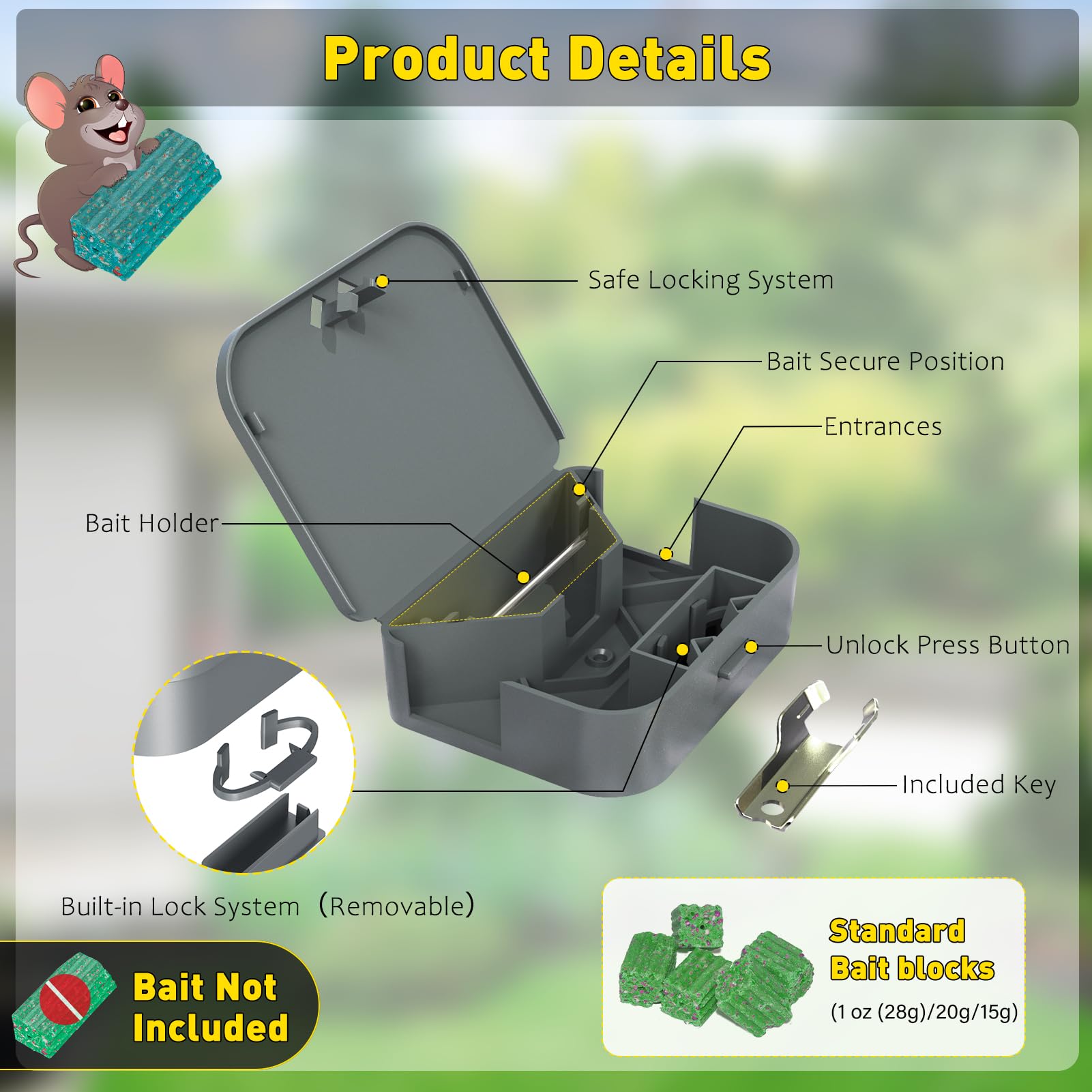 Anblak mouse station 12-pack sturdy ABS with stainless steel keys for durability