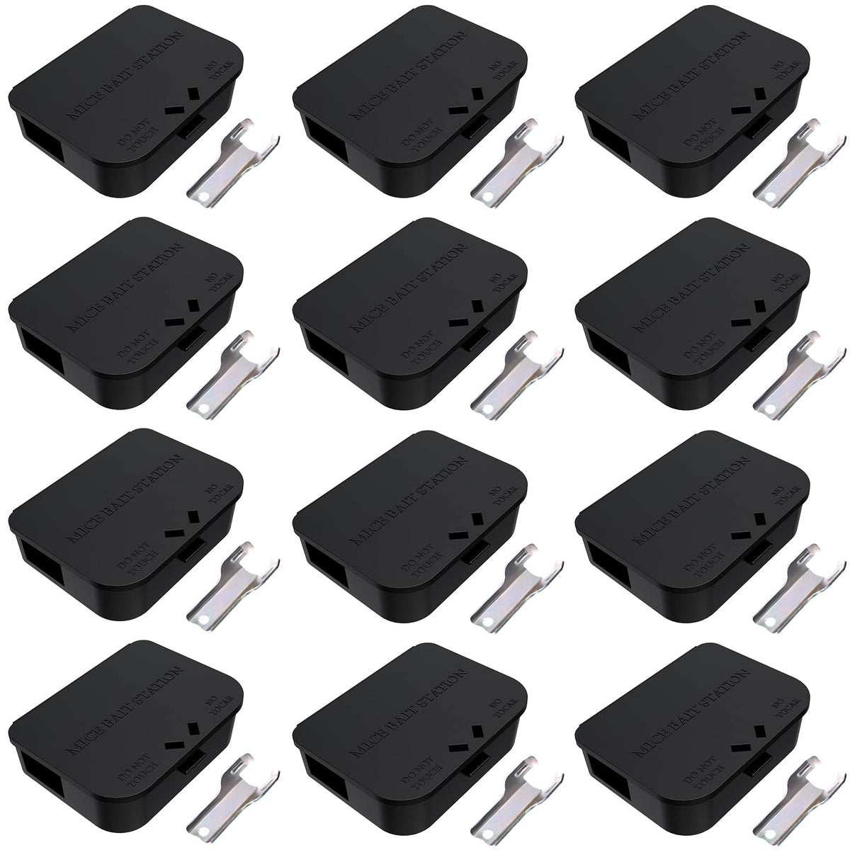Anblak mouse station 12-pack front view, compact indoor-outdoor design.