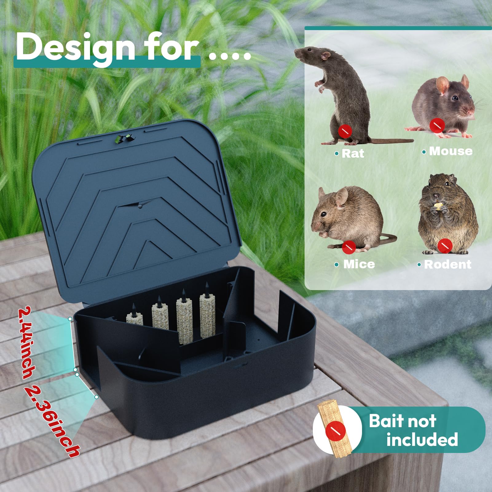 Anblak Rat Station Box in kitchen area for rodent prevention.
